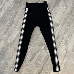 Express Black Leggings with White Stripes
